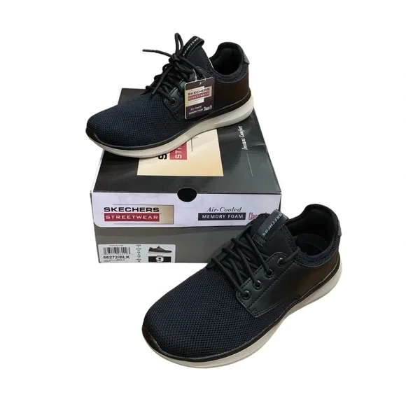 Skechers Delson 2.0 Weslo 66272 Men’s New Casual Shoes Black size 9 New in box - Picture 1 of 5